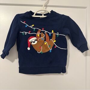 Carter’s Christmas Sloth Pullover Navy Blue Sweater Size 12 Months Baby
